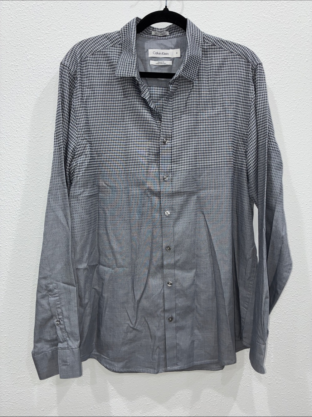 Calvin Klein Men's Gray Micro-Check Dress Shirt